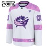 Lasten NHL Columbus Blue Jackets Pelipaita Custom Fanatics Hockey Fights Cancer Practice 2024-25 Valkoinen